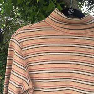 Orange striped cotton turtleneck